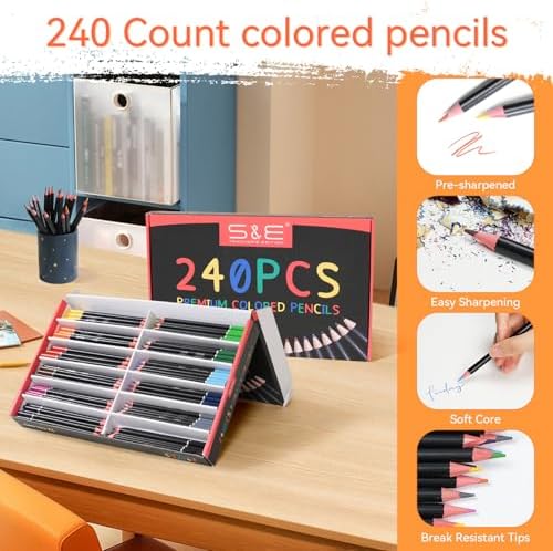 S & E TEACHER'S EDITION Colored Pencils, 240Pcs