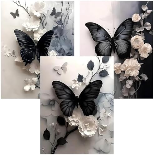 Benjenes 3PCS Butterfly Diamond Art Kits for Adults, Diamond Painting Kits