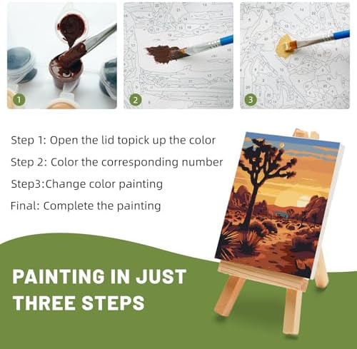 4 Pack Framed Paint by Numbers Kit for Adults Beginner with Wooden Easel, National Park Easy Adult Paint by Number Kits with Frame, DIY Number Painting for Adults Canvas for Home Decor Gift 8x12 Inch