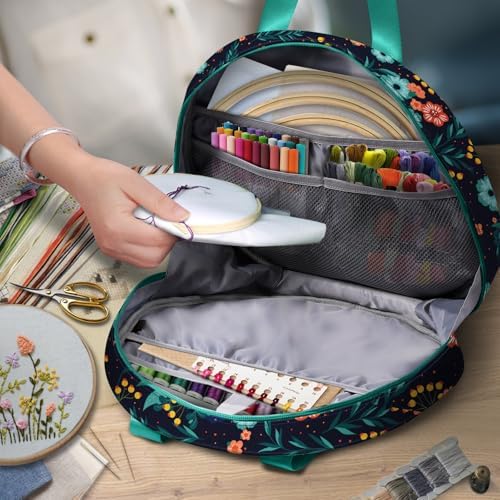 FINPAC Embroidery Project Bag, Embroidery Kits Storage Carrying Tote Bag