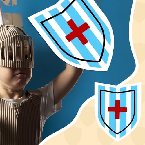 TANEMUDO 84 Pcs Blank Paper Shields with Handles DIY Craft Cardboard Shields for Decorate Party Play Castle Activities Gift