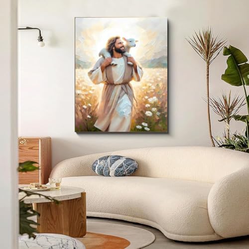 Jesus Paint by Numbers Kit for Adults Framed Canvas 12X16 in, Frameworkless
