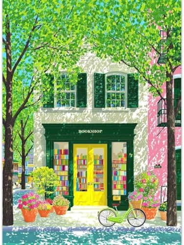 Amaieuin Book Shop Paint by Numbers Kit for Adults,Canvas Paint by Numbers for Adults,Bookstore Adult Paint by Numbers DIY Flower Painting Kit for Relax Gifts and Home Wall 20x16in