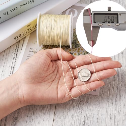 Elecrelive 150 Yards Nylon Crafting Thread Lemon Chiffon Beading String