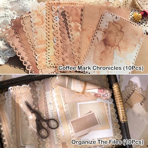 60 Sheets Lace Edged Scrapbook Paper, 6 Packs Vintage Scrapbooking Stationery Writing Paper for Scrapbook Junk Journal Supplies Embellishments Planner Letter Collage (4.7x6.3 Inch)