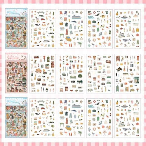 Life's Little Scenes Series Sticker Scrapbooking Supplies for Junk Journal, 24 Sheets PET Stickers - Vintage Journaling Stickers