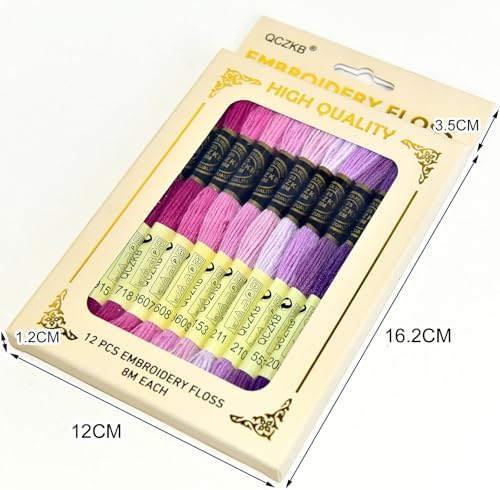 Premium Rainbow Color Embroidery Floss - Cross Stitch Threads - Friendship Bracelets Floss - Crafts Floss - 12 Skeins Per Pack Embroidery Floss,Purple Gradient