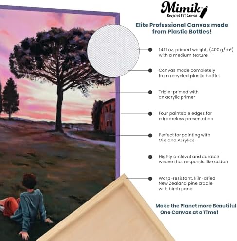 Creative Mark Mimik Recycled PET Cradled Canvas Panel 3/4" Depth - 5X7 Single Canvas - Medium-Textured Painting Board for Eco-Conscious Artists, 14.11 oz Triple-Acrylic-Primed Weight Mounted Canvas