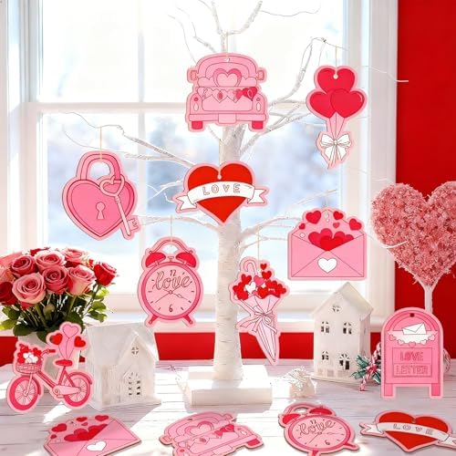 80PCS Wooden Heart Ornaments to Paint Valentine's Day Craft,10 Styles DIY Blank Unfinished Wood Heart Cutouts Ornament for Crafts Spring Tree Hanging Decorations Love