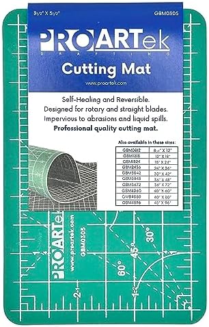 Proartek PK00004 Model GBM0305 Series 3.5" x 5.5" Professional Cutting Mat; Double-Sided Green/Black; Self-Healing; For Graphic Arts, Hobbies, Sewing, Scrapbooking, and other Cutting Projects
