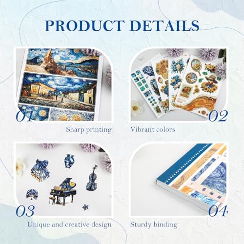 Vintage Art Sticker Book for Scrapbooking Junk Journal, 20 Sheets Collage Kit for Journaling Supplies with Washi PET and Paper Stickers for Adults Teens DIY Crafts, A5 Size