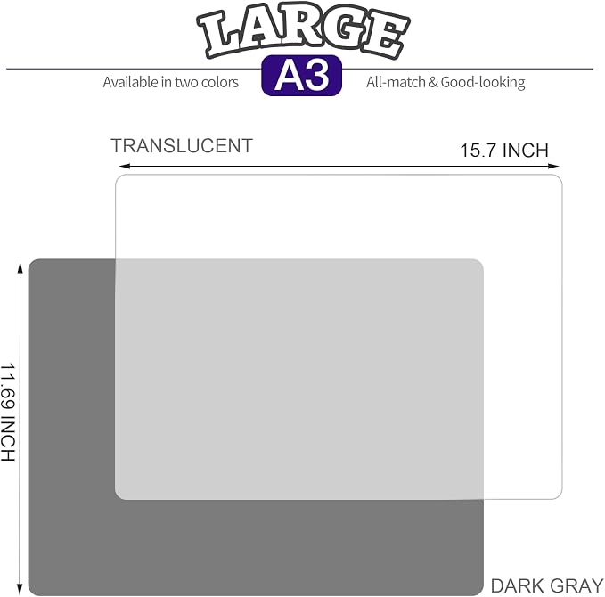 LEOBRO Silicone Mat for Resin Molds, 2 PCS 15.7" x 11.7" Play Dough Mat, Silicone Mats for Crafts, Jewelry Molds Mats, for Resin, Clay, Paint, Dark Gray & Clear