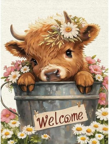 Lophomie Diamond Art Kits for Adults, 5D Cow Diamond Painting Kits 12x16 in