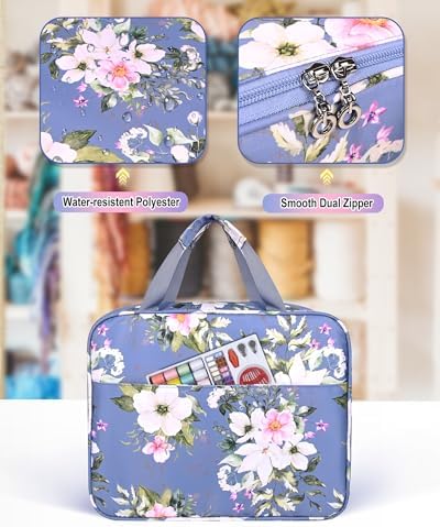 Sewing Supplies Organizer Bag with Removable Binder, Flower
