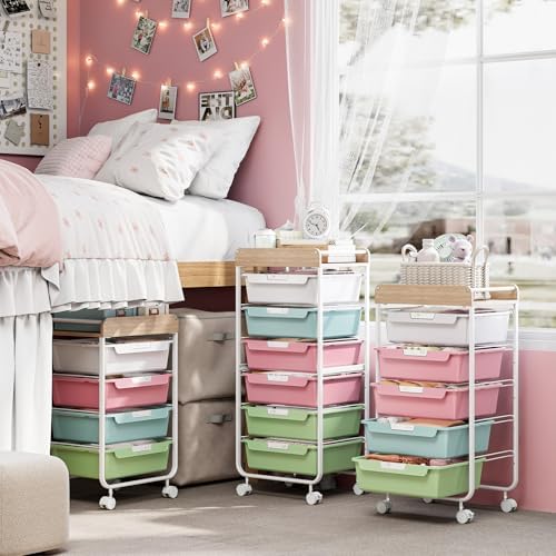 SYKIARIOL Rolling Cart with 6 Drawers,Craft Organizer and Storage,Colorful