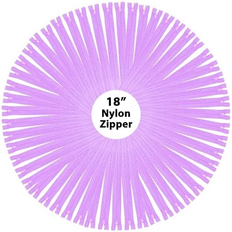 Mandala Crafts 60 PCs Lilac Closed-End 18 Inches Nylon Zippers for Sewing