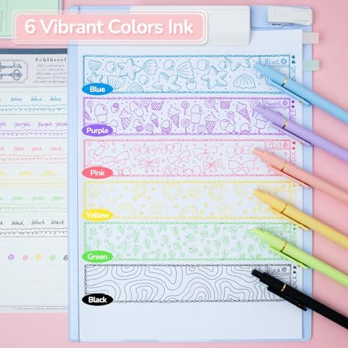 YOXMJDB 6 Pcs Color Pens for Journaling 0.5mm Fine Point Colored Gel Ink Pen, Smooth Writing Colorful Pens for Note Taking, Gift Set for Women & Men (6 Pcs Vibrant Gold)