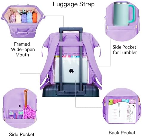 Leudes Crochet Bag Backpack for Yarn Storage Tote Travel Large Knitting Bag