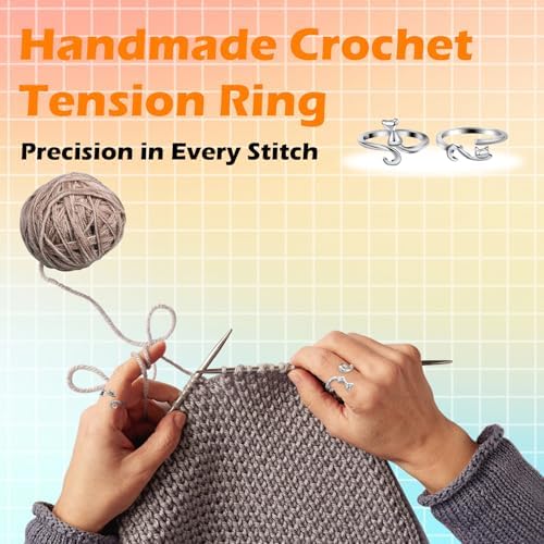4pcs Knitting Crochet Loop Ring for Fingers Metal Open Yarn Guide Crochet Rings