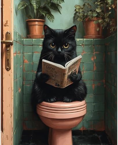 obterie Black Cat Paint by Numbers Kit for Adults Beginner Animals Oil Painting Kit Adult Paint by Number Kits on Canvas DIY Painting for Beginners Art by Numbers for Gifts Home Wall Decor 16x20 Inch