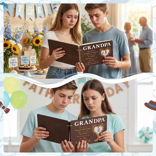 CY2SIDE Grandpa Memorial Gifts Photo Album – 110PCS In Loving Memory of Grandpa Wooden Scrapbook Kit Sympathy Gift for Loss of Grandfather, Bereavement Grief Album for Father’s Day & Grieving Family
