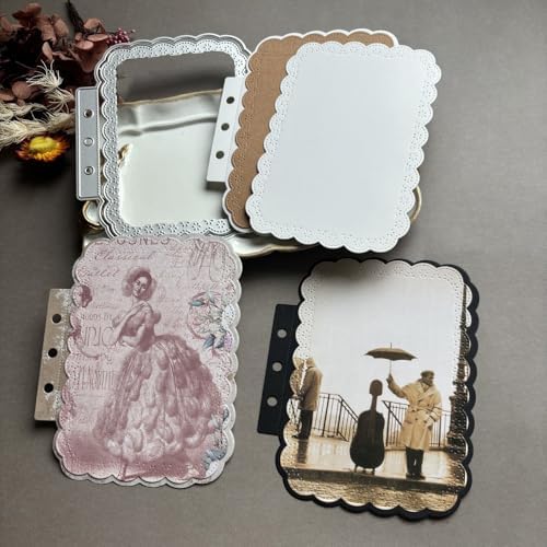LZBRDY Vintage Charm Lace Frame Die-Cut - Carbon Steel Crafting Dies for Scrapbooking, Card Making, Greeting Cards and Journaling Supplies (Rectangular Lace Loose Leaf 5.6 x 4.4 in)