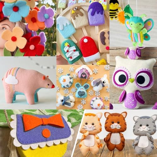 XSEINO 12 Rolls 8"x35" 1.4mm Thick Soft Felt Fabric Sheet 12 Assorted Mist Series Colors Felt Pack for DIY Craft Sewing Squares Nonwoven Patchwork