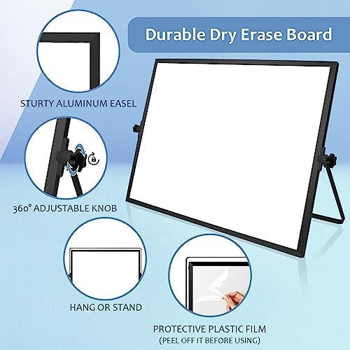 White Board with Stand, Small Dry Erase Board, 16"x12" Magnetic Whiteboard