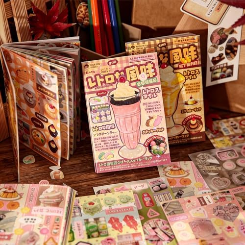 Vintage Japanese Sticker Book for Adults – 30 Sheets Aesthetic Cute Sticker Book for Scrapbooking & Journaling, Scrapbook Sticker Book, Girlhood DIY Crafts, Sticker Books for Adults