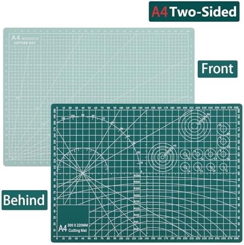 3Pcs Self Healing Cutting Mat with Knife and Quilting Ruler，3 Size Non-Slip Cutting Mat for Crafts Hobby Project， A3/A4/A5，Green