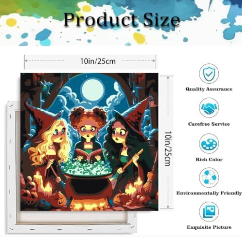 Witch Paint by Numbers Kit for Adults Beginner with Framed 10x10 Inch