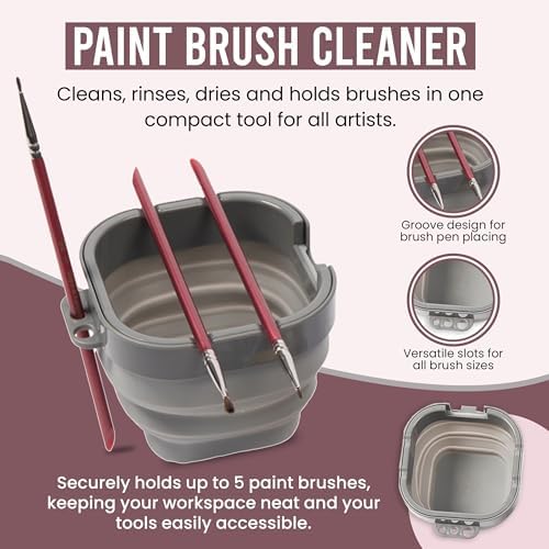 Airtight Watercolor Palette with Lid - Set of 5 Paint Brush Holder Cup with Paint Palette | Acrylic Paint Palette | Paint Brush Cleaner Cup | Painting Accessories | Painting Palette Gifts for Artists