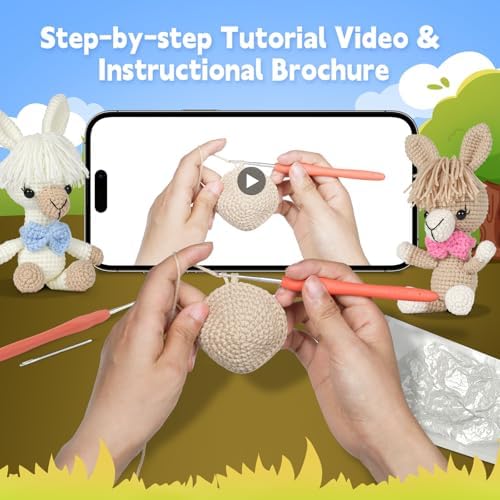 MOREJMTT Crochet kit for Beginners，Knitting kit，Equipped with Step-by-Step Video tutorials, Adult Junior Crochet Kits,Crochet Animals kit(2pack Alpaca)
