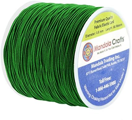 Mandala Crafts 0.6mm Green Shirring Elastic Thread for Sewing, 87 Yards