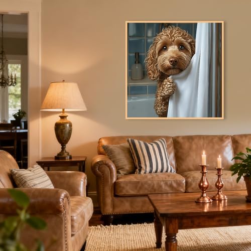 KYOQFVN Dog Diamond Art Kits for Adults - Dog Diamond Painting Kits for Adults,5D Round Full Drill Diamond Dot for Home Wall Decor 14X14inch
