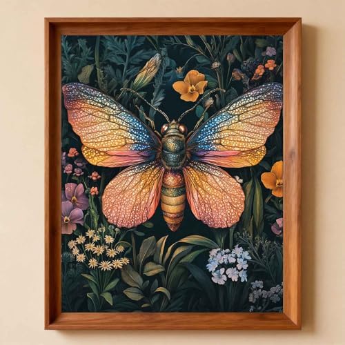 Amphol Paint by Numbers Kit for Adults - 16x20 In Moth DIY Paint by Numbers Kit for Beginners, Oil Painting Kit on Unframed Canvas Art for Home Wall Decor, Stress Relief with Acrylic Paint & 3 Brushes