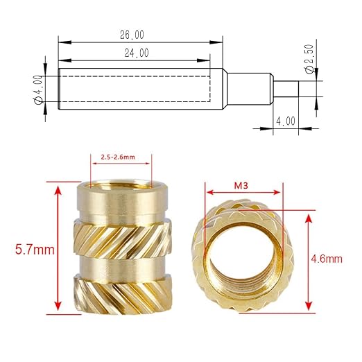 M3 Press in Threaded Inserts for plastic-100Pcs M3x5.7x4.6 with Heat Set Insert Tools-Brass Metric Knurled Nuts for 3D Printing Components and Plastic Parts