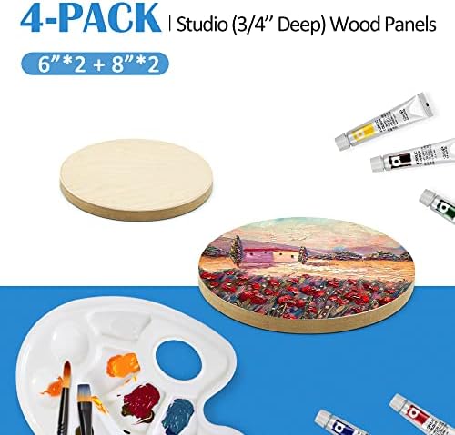 Falling in Art 4 Pack 6&8 Unfinished Round Birch Wood Panels for Painting
