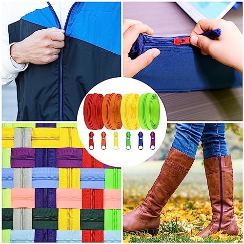 DOITEM 13.5 Yards 6 Pieces Sewing Zippers #5 Nylon Coil Zippers Assorted Zipper for Sewing with 24 Zipper Sliders for DIY Tailor Sewing Crafts Supplies, 6 Colors