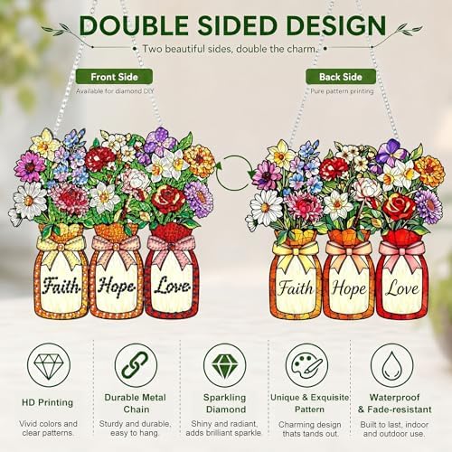 Inspirational Hanging Diamond Art Kits for Adults, Diamond Art Suncatchers