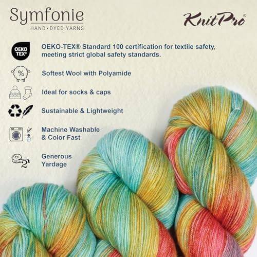 KnitPro Symfonie Fingering Weight Merino Wool Yarn 100g, Mystic Lagoon