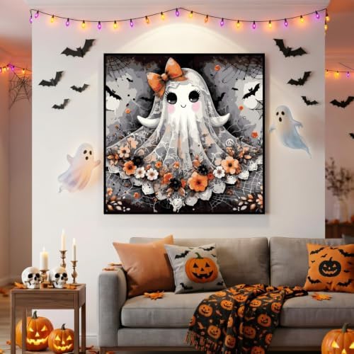 Halloween Paint by Numbers Kit for Adults,DIY Paint by Number 14x14 inch