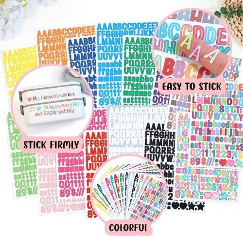 5624 Pcs Small Letter Stickers 37 Sheets Alphabet Stickers,0.5 Inch Vinyl Waterproof Alphabet Number,Labels DIY Crafts Art Making,Windows,Teacher,Classroom,Signs,Notebook(Multicolour)