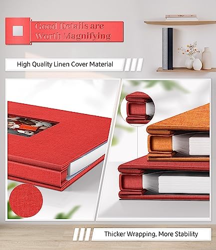 Artfeel Photo Album Self Adhesive Scrapbook Album for 3x5 4x6 5x7 8x10 Pictures,40 Pages Linen Cover with Display Window DIY Photo Book,Ideal Gifts for Family Travel Wedding Baby