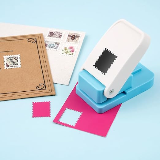 BAOFALI 3Pcs/Set Stamp Punch, 0.6 x 0.5 inch, 1 x 0.8 Inch, 1.5 x 1.2 inch Rectangular Stamps Punch, Lever Craft Hole Cutter Puncher, Paper Punches for Journaling Crafting DIY Scrapbooking Crafts