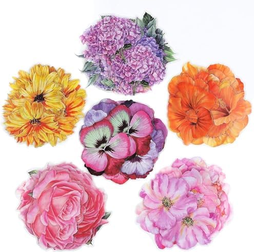 120pcs Large Waterproof Transparent Flower Stickers