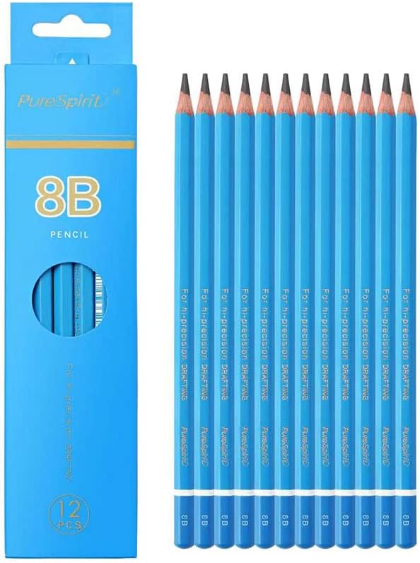 Sketch Pencils for Drawing 8B, 12pcs Professional Art Drawing Pencils for Shading, Sketching & Doodling | Graphite Pencil for Artists & Beginners