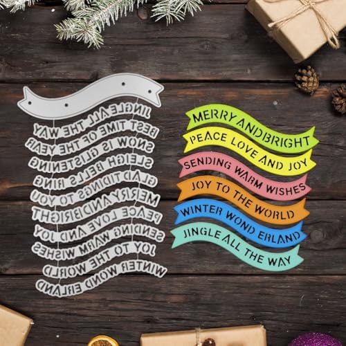 Scrapbooking Die-Cuts, Layer Frame Net Set Metal Cutting Dies for Card Making, Paper Craft Template, Background Embossing Stencils, DIY Album Décor (Merry Words-14.3x21.5cm)