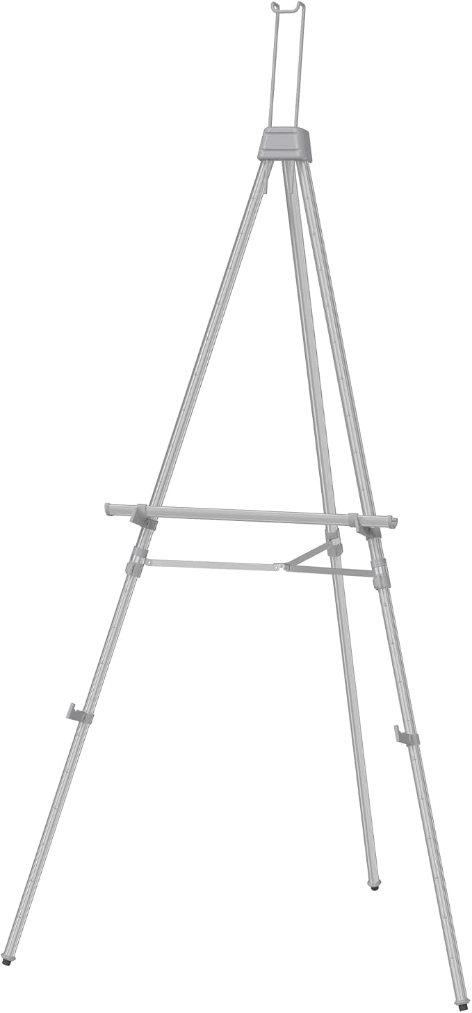 Quartet Easel, Aluminum, Heavy-Duty, Telescoping, 66" Max. Height, Supports 45 Lbs, Silver (55EX)