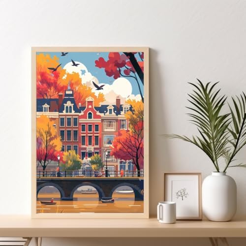 Kalonyth City Framed Paint by Numbers Kit for Adults Beginner 8x12 inch